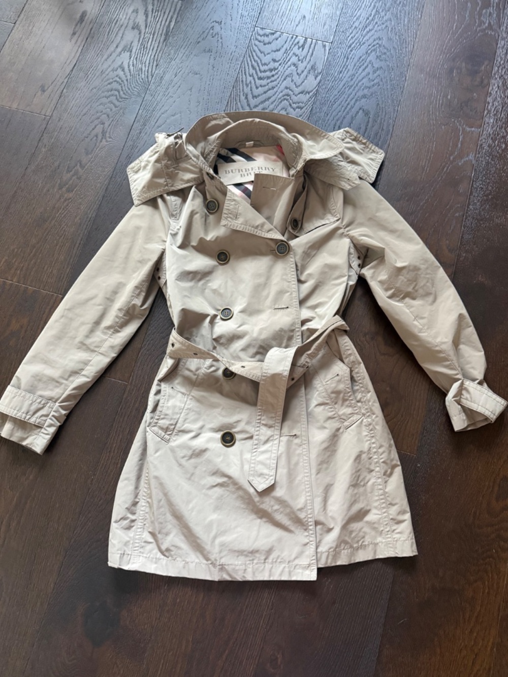 Burberry Brit Taffeta Hooded Trench Coat - Picture 5 of 5